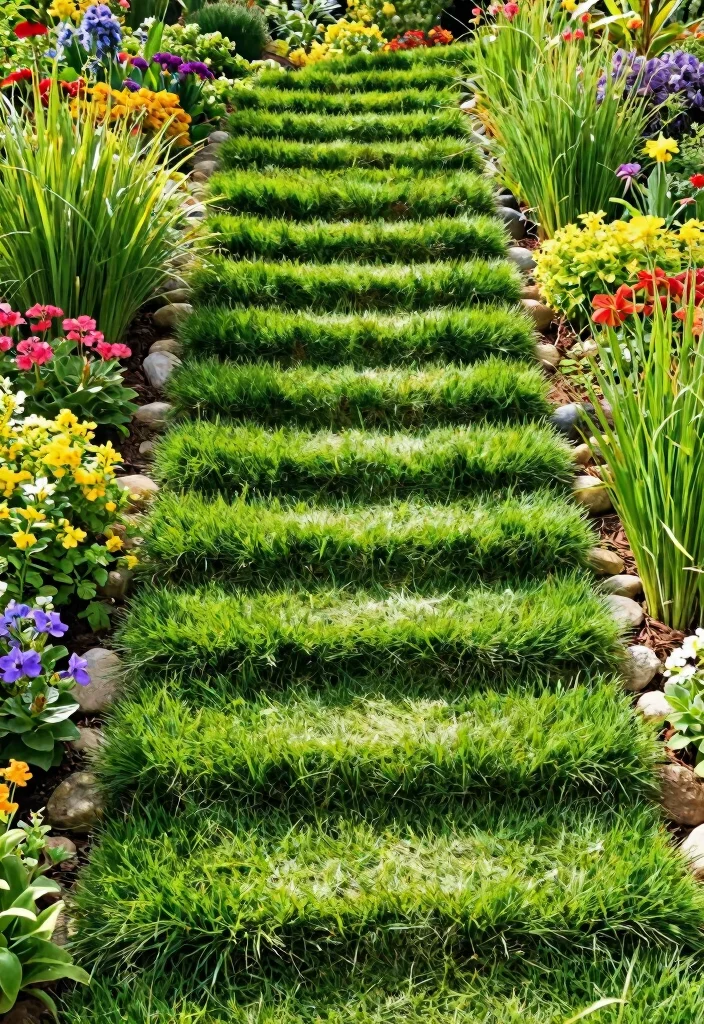 16 Patio Steps Ideas That Elevate Your Outdoor Design 36 16 Patio Steps Ideas That Elevate Your Outdoor Design - 6. Grass-Covered Steps 1