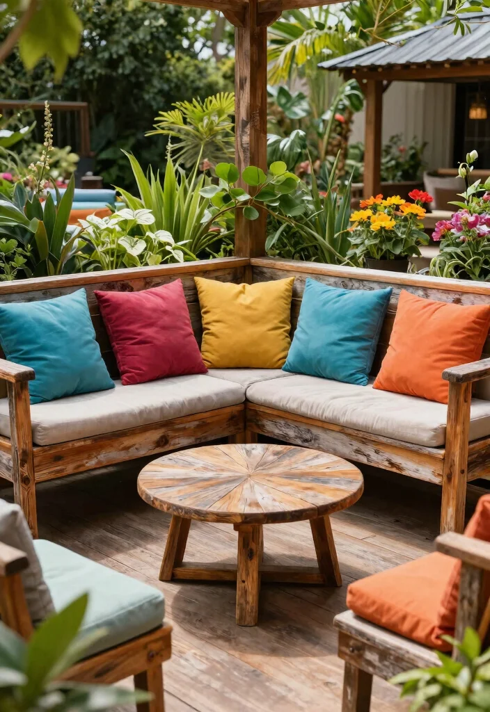 16 Terrace Furniture Ideas for a Chic Outdoor Lounge - 1. Reclaimed Wood Lounge Set 1