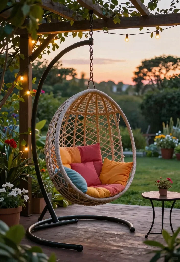 16 Terrace Furniture Ideas for a Chic Outdoor Lounge - 11. Hanging Chairs and Swings 1