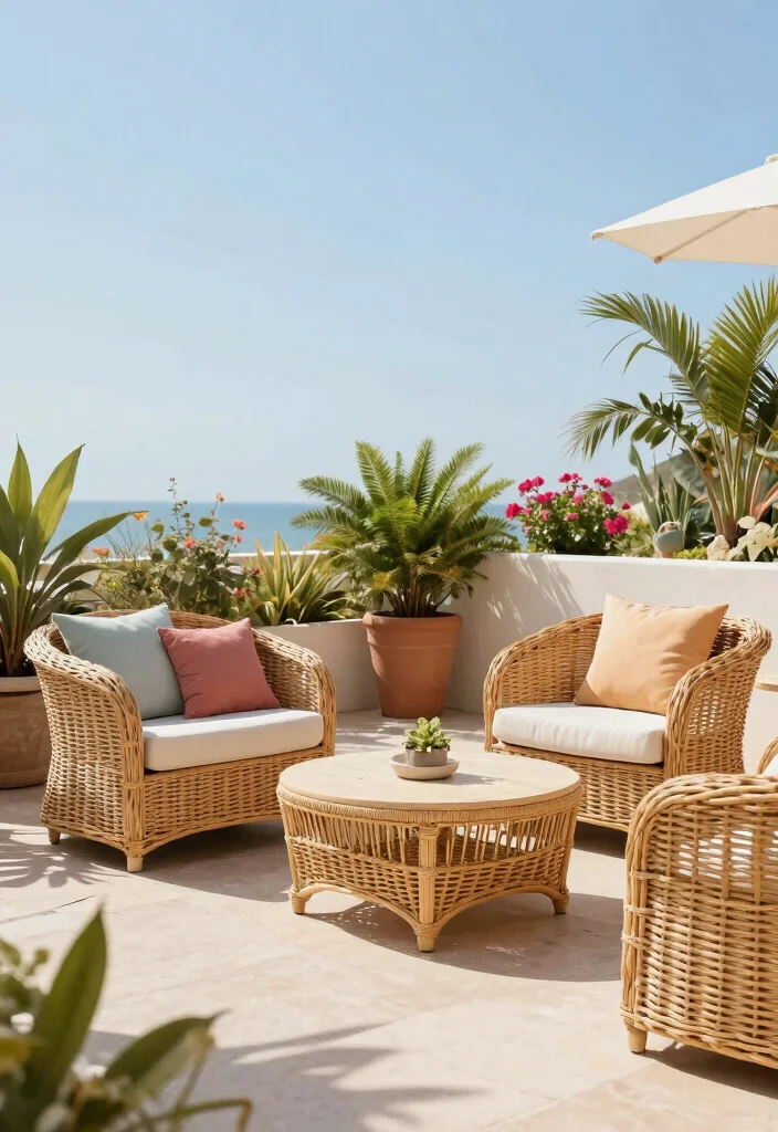 16 Terrace Furniture Ideas for a Chic Outdoor Lounge - 2. Sustainable Wicker Furniture 1