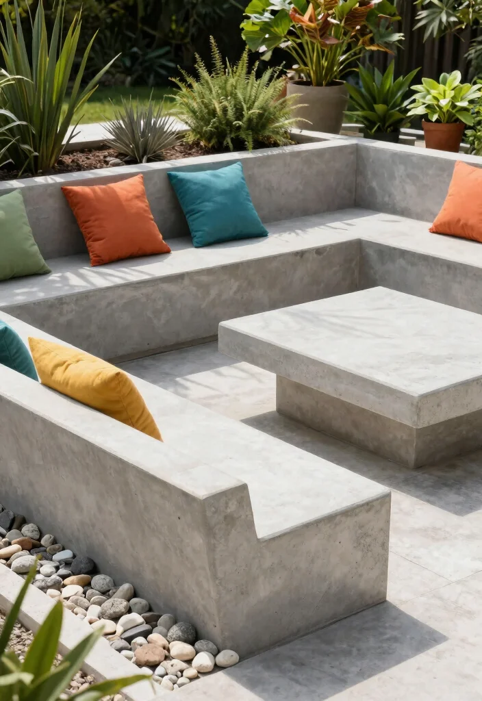 16 Terrace Furniture Ideas for a Chic Outdoor Lounge - 3. Eco-Friendly Concrete Seating 1