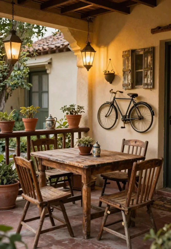 17 Big Terrace Ideas That Make a Statement 32 17 Big Terrace Ideas That Make a Statement - 12. Vintage Charm with Antique Decor 1