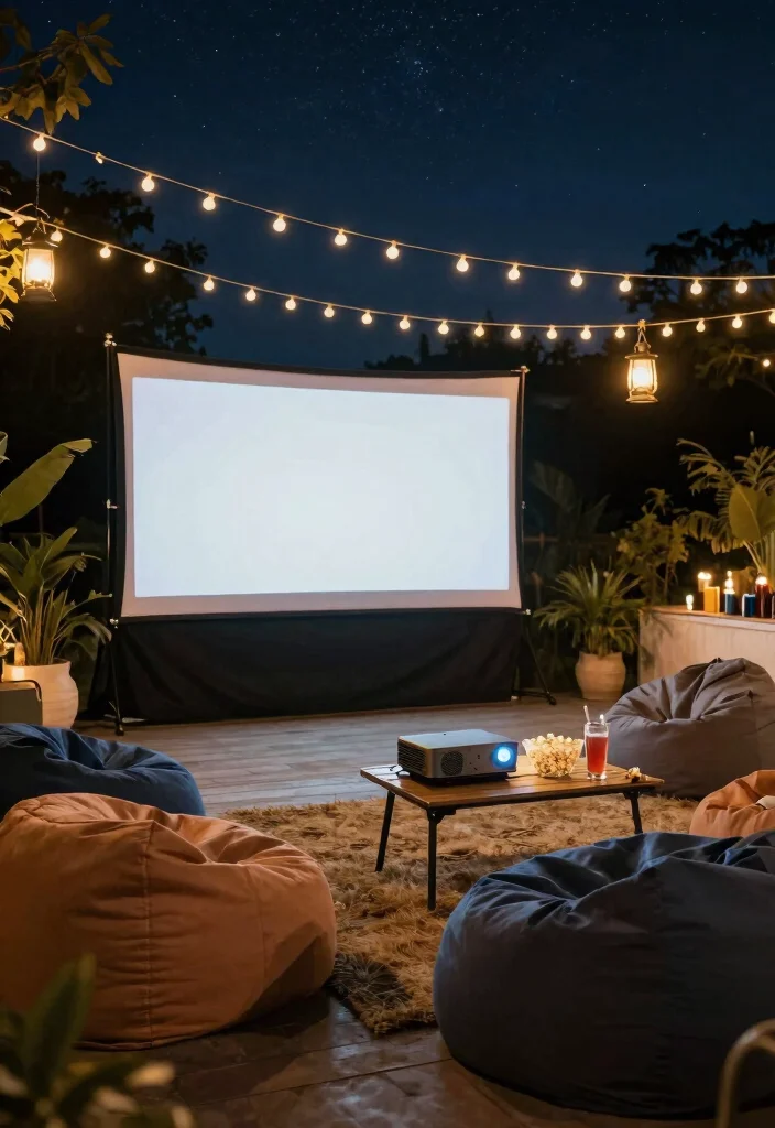 17 Big Terrace Ideas That Make a Statement 17 17 Big Terrace Ideas That Make a Statement - 7. Outdoor Movie Night Setup 1