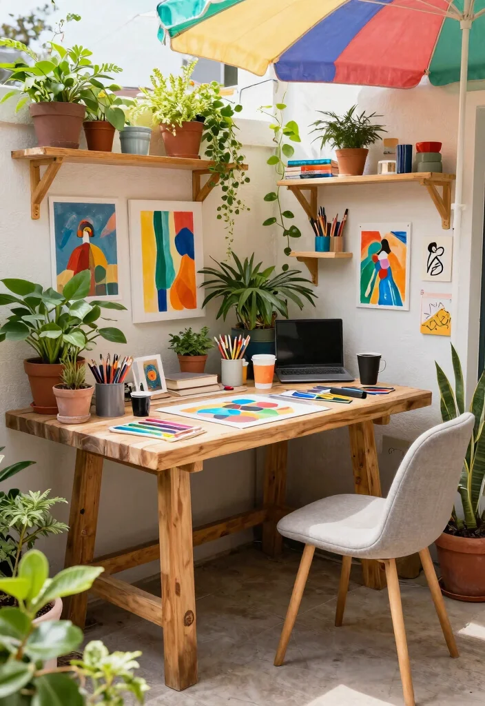 17 Big Terrace Ideas That Make a Statement 18 17 Big Terrace Ideas That Make a Statement - 8. Artistic Outdoor Workspace 1