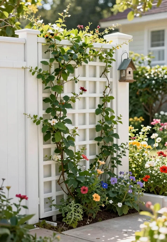 17 Fence Landscaping Ideas That Soften & Style Your Yard 12 17 Fence Landscaping Ideas That Soften & Style Your Yard - 2. Decorative Trellises 1