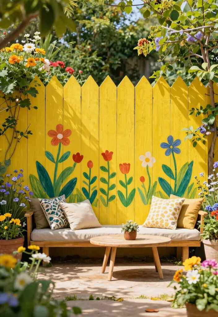 17 Fence Landscaping Ideas That Soften & Style Your Yard 24 17 Fence Landscaping Ideas That Soften & Style Your Yard - 4. Colorful Fence Paint 1
