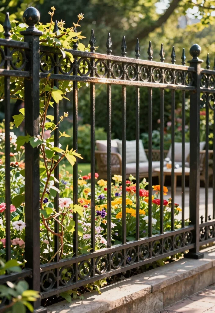 17 Fence Landscaping Ideas That Soften & Style Your Yard 26 17 Fence Landscaping Ideas That Soften & Style Your Yard - 6. Ornamental Iron Fencing 1