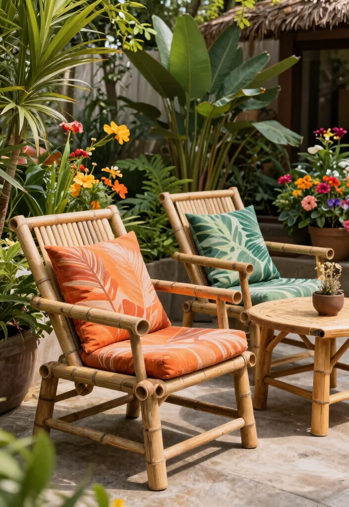 17 Outdoor Seating Ideas for Stylish Relaxing Spaces 2 17 Outdoor Seating Ideas for Stylish Relaxing Spaces - 2. Eco-Friendly Bamboo Lounge Chairs 1