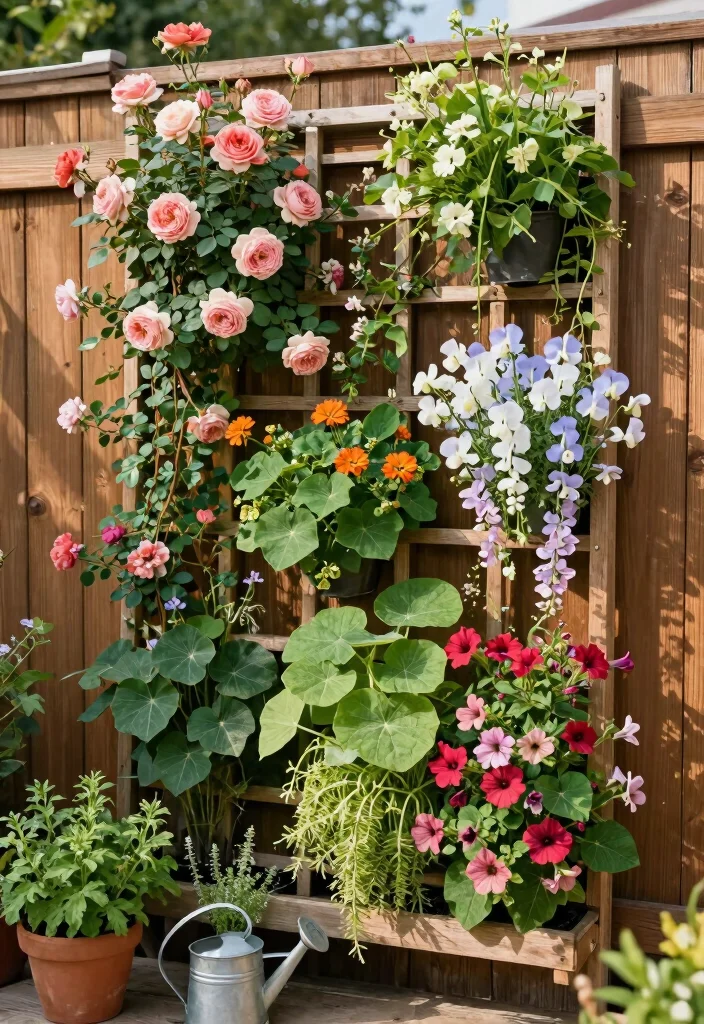 18 Container Flower Garden Ideas That Bloom Beautifully - 1. Vertical Garden Magic 1