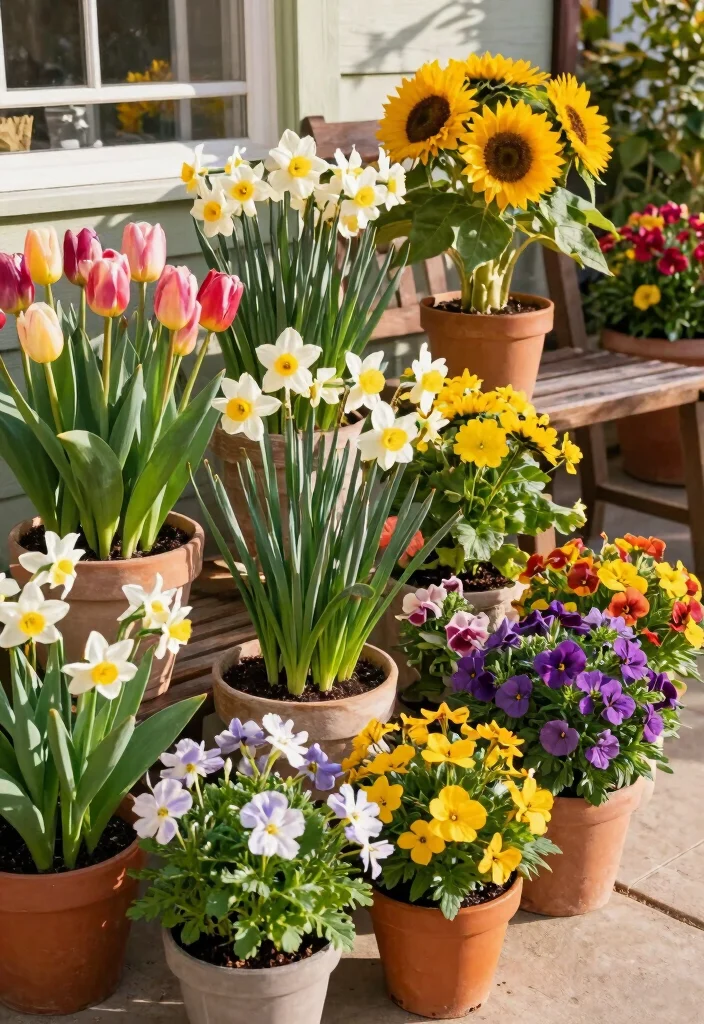 18 Container Flower Garden Ideas That Bloom Beautifully - 8. Seasonal Bouquets in Pots 1