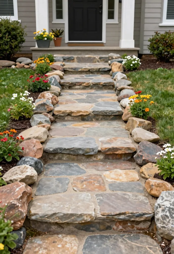 18 Front Walkway 2026 Trending Ideas That Instantly Elevate Your Entrance 26 18 Front Walkway 2026 Trending Ideas That Instantly Elevate Your Entrance - 6. Natural Stone Borders 1